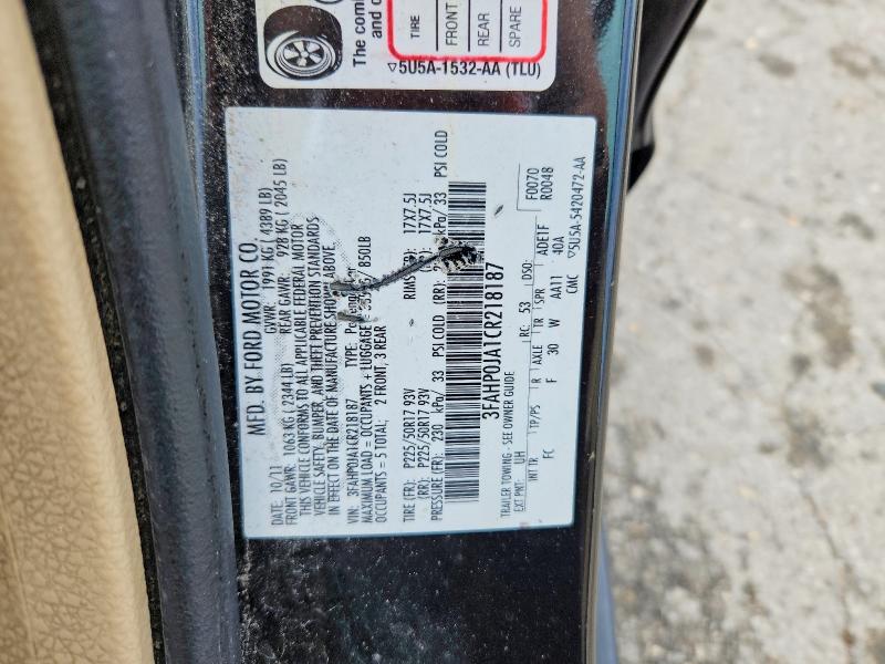 Aukcja sprzedaży 2012 Ford Fusion, vin: 3FAHP0JA1CR218187, numer aukcji: 51848216