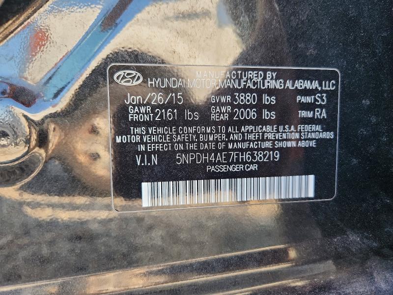 2015 Hyundai Elantra მანქანა იყიდება აუქციონზე, vin: 5NPDH4AE7FH638219, აუქციონის ნომერი: 51100756