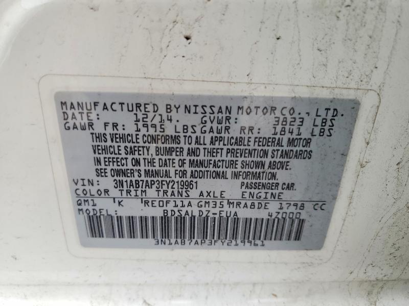 51516786 :رقم المزاد ، 3N1AB7AP3FY219961 vin ، 2015 Nissan Sentra مزاد بيع