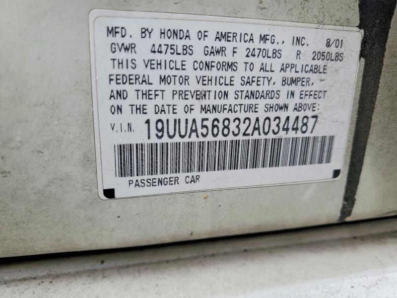 50788256 :رقم المزاد ، 19UUA56832A034487 vin ، 2002 Acura 3.2tl مزاد بيع