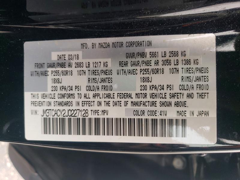 Продаж на аукціоні авто 2018 Mazda Cx-9, vin: JM3TCACY2J0227128, номер лоту: 51517906