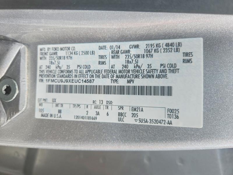 Aukcja sprzedaży 2014 Ford Escape, vin: 1FMCU9J9XEUC14587, numer aukcji: 49835686
