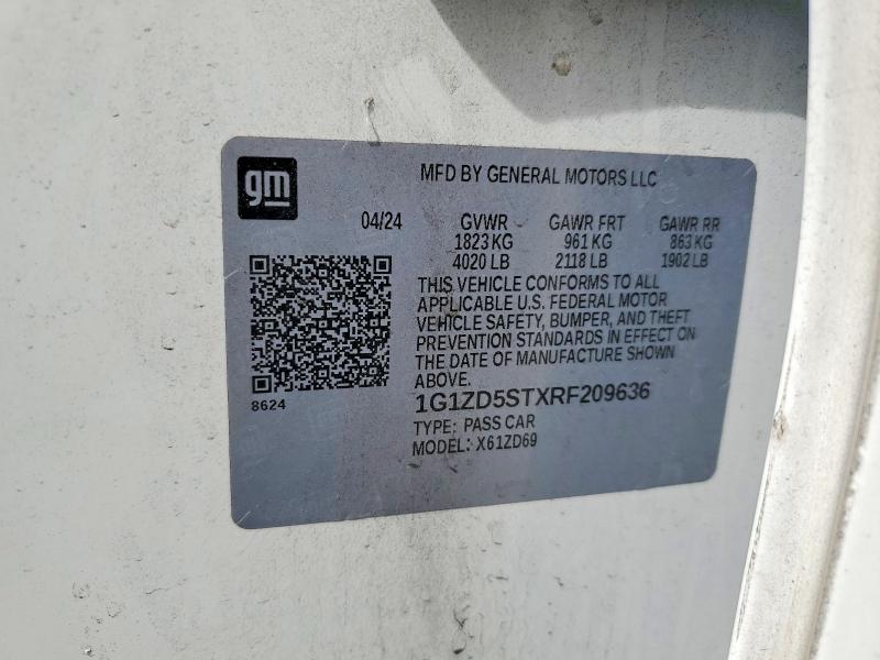 Aukcja sprzedaży 2024 Chevrolet Malibu, vin: 1G1ZD5STXRF209636, numer aukcji: 50352406