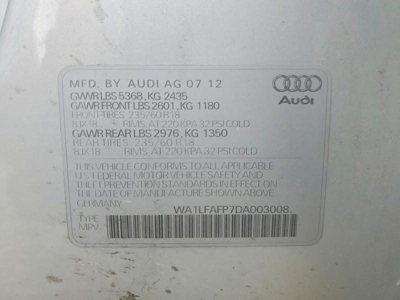 Продаж на аукціоні авто 2013 Audi Q5, vin: WA1LFAFP7DA003008, номер лоту: 51503696