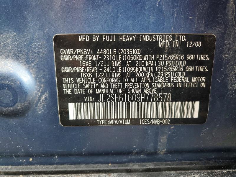 Продажа на аукционе авто 2009 Subaru Forester, vin: JF2SH61609H778578, номер лота: 50144996
