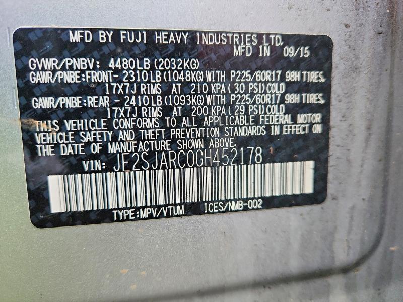 Aukcja sprzedaży 2016 Subaru Forester, vin: JF2SJARC0GH452178, numer aukcji: 47687496