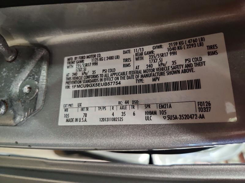 Auction sale of the 2014 Ford Escape, vin: 1FMCU9GX5EUB57754, lot number: 51548716