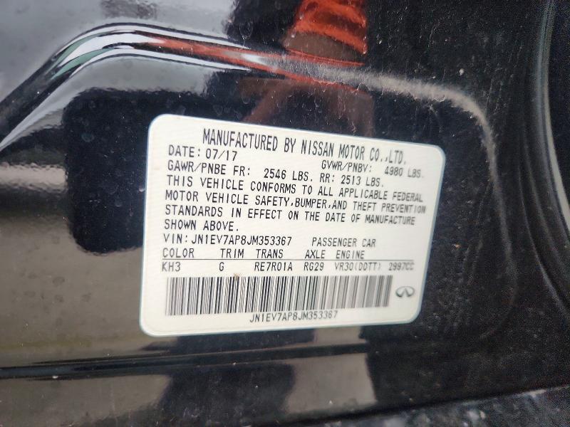 49885066 :رقم المزاد ، JN1EV7AP8JM353367 vin ، 2018 Infiniti Q50 مزاد بيع