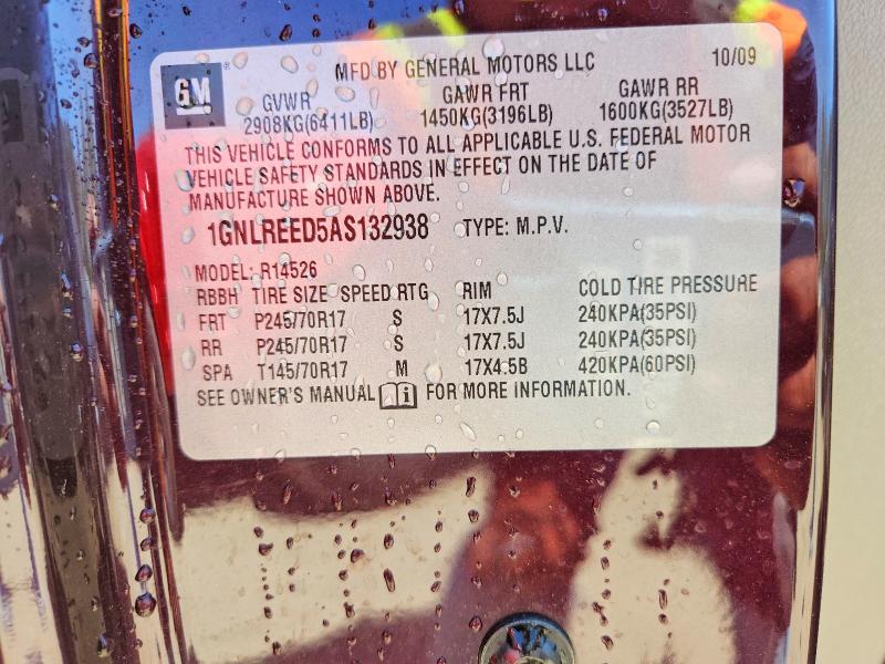 Aukcja sprzedaży 2010 Chevrolet Traverse, vin: 1GNLREED5AS132938, numer aukcji: 51162556