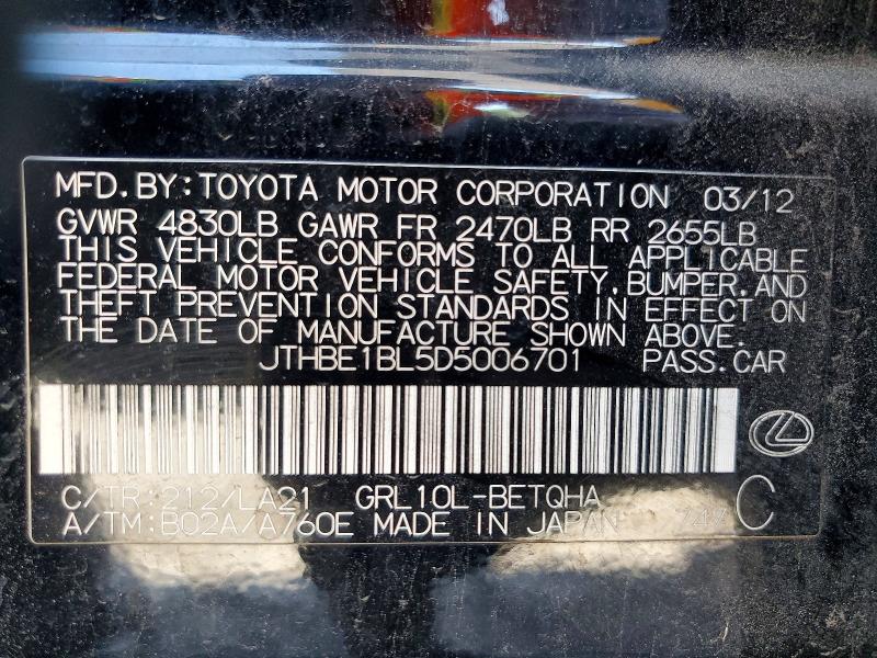 Продаж на аукціоні авто 2013 Lexus Gs, vin: JTHBE1BL5D5006701, номер лоту: 50522036