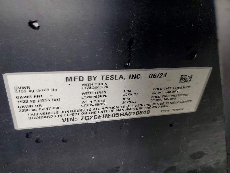 Aukcja sprzedaży 2024 Tesla Cybertruck, vin: 7G2CEHED5RA018849, numer aukcji: 50671736