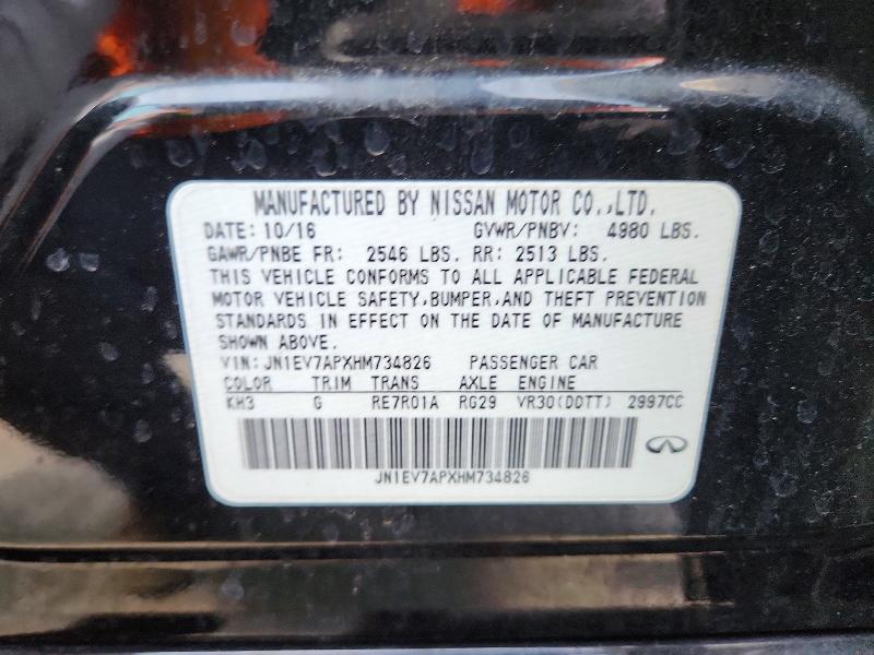 49646646 :رقم المزاد ، JN1EV7APXHM734826 vin ، 2017 Infiniti Q50 مزاد بيع