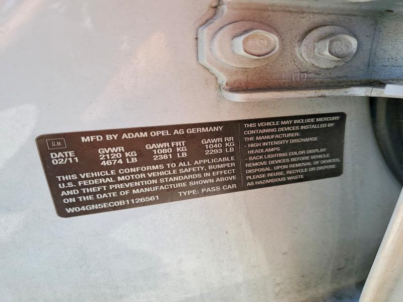 Продаж на аукціоні авто 2011 Buick Regal, vin: W04GN5EC0B1126561, номер лоту: 50123736