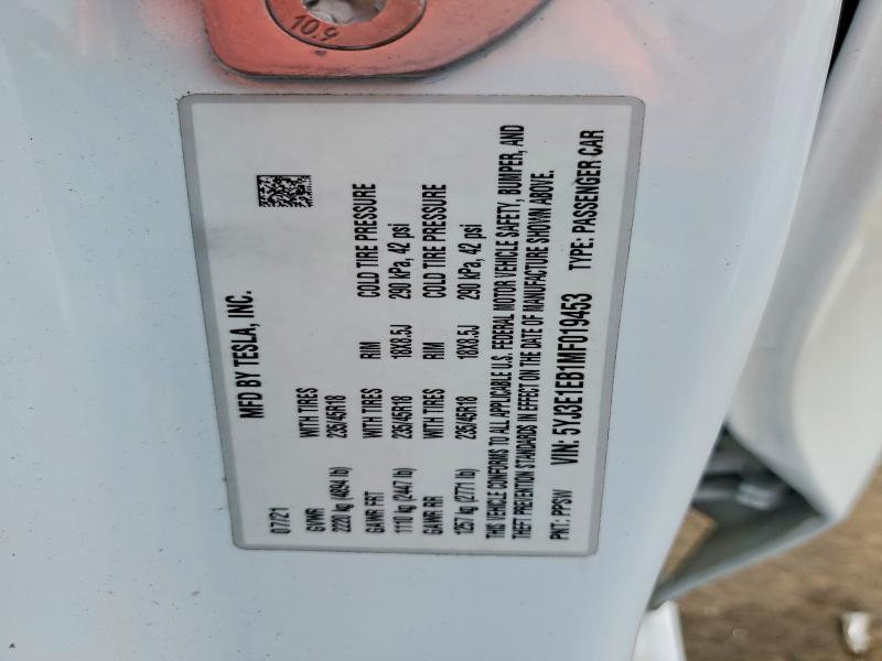Aukcja sprzedaży 2021 Tesla Model 3, vin: 5YJ3E1EB1MF019453, numer aukcji: 49619016