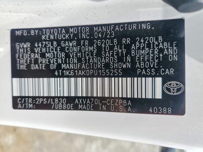 51416696 :رقم المزاد ، 4T1K61AK0PU155255 vin ، 2023 Toyota Camry مزاد بيع