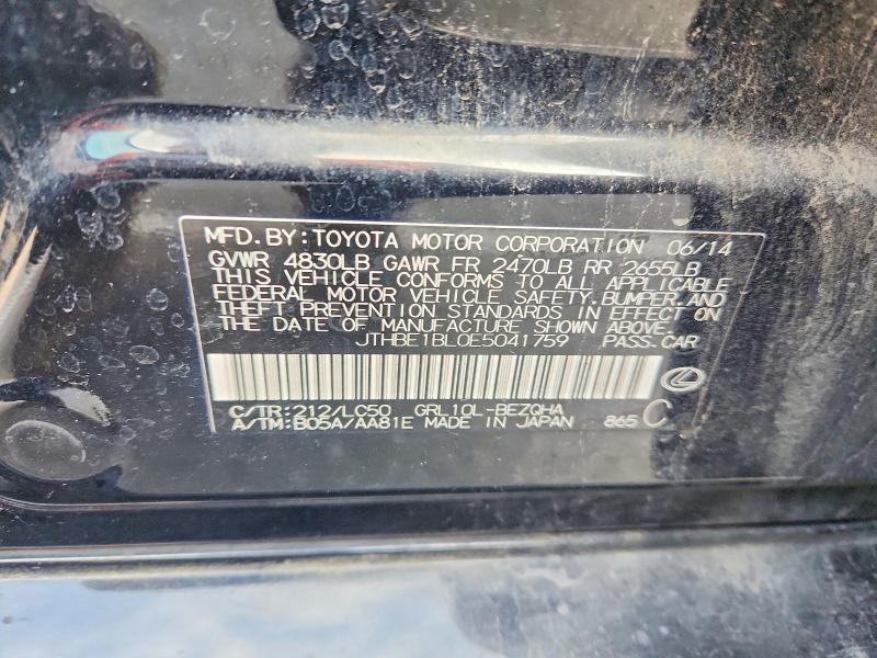 Продажа на аукционе авто 2014 Lexus Gs, vin: JTHBE1BL0E5041759, номер лота: 50354836