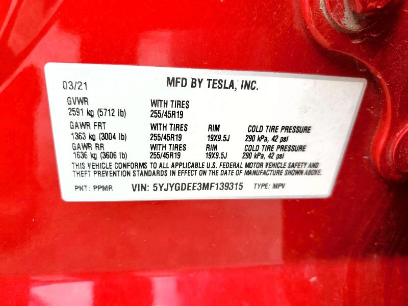 48000936 :رقم المزاد ، 5YJYGDEE3MF139315 vin ، 2021 Tesla Model Y مزاد بيع