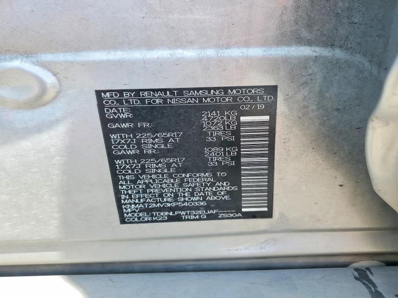 Aukcja sprzedaży 2019 Nissan Rogue, vin: KNMAT2MV3KP540336, numer aukcji: 50506126