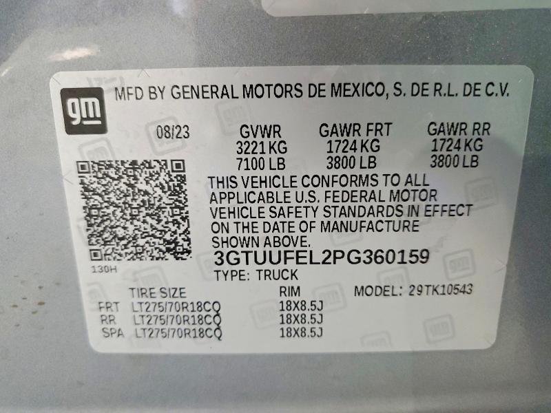 Aukcja sprzedaży 2023 Gmc Sierra, vin: 3GTUUFEL2PG360159, numer aukcji: 51897586