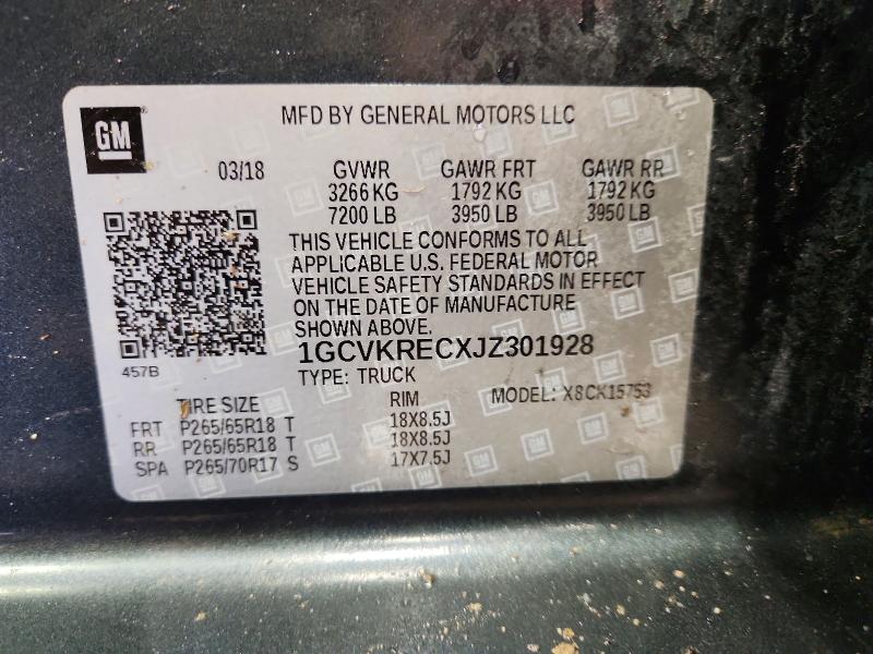 Продаж на аукціоні авто 2018 Chevrolet Silverado, vin: 1GCVKRECXJZ301928, номер лоту: 49943546