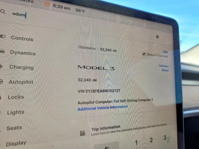 Aukcja sprzedaży 2022 Tesla Model 3, vin: 5YJ3E1EA8NF312727, numer aukcji: 47267566