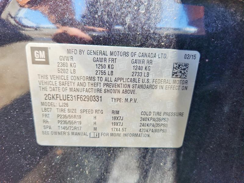 2015 Gmc Terrain მანქანა იყიდება აუქციონზე, vin: 2GKFLUE31F6290331, აუქციონის ნომერი: 51362686