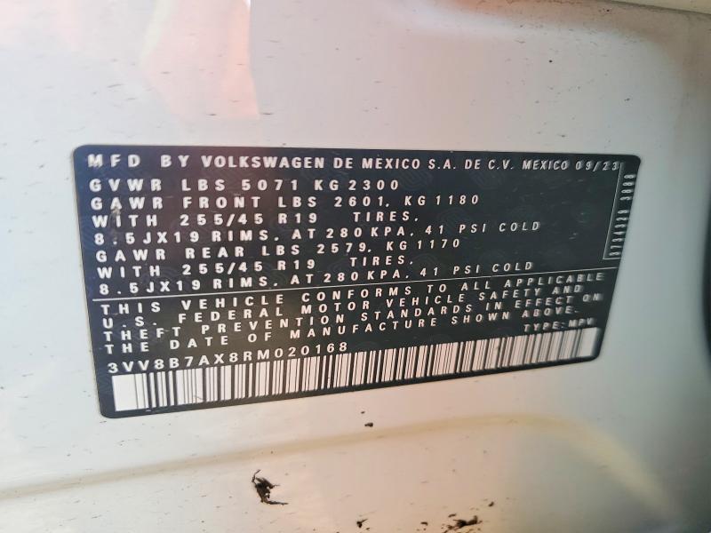 Aukcja sprzedaży 2024 Volkswagen Tiguan, vin: 3VV8B7AX8RM020168, numer aukcji: 50960816