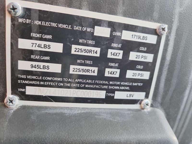2023 Hdk Golf Cart მანქანა იყიდება აუქციონზე, vin: 7MZL41021PC000195, აუქციონის ნომერი: 51038136