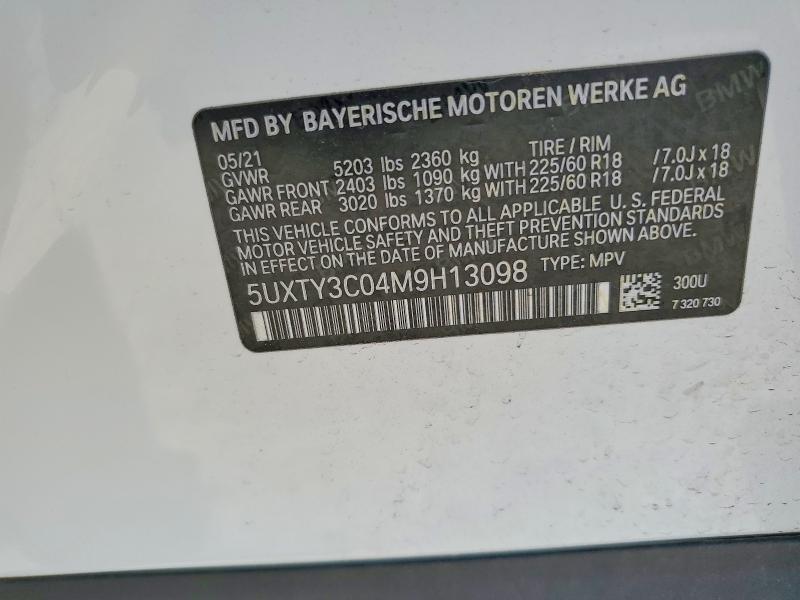 Aukcja sprzedaży 2021 Bmw X3, vin: 5UXTY3C04M9H13098, numer aukcji: 50340146