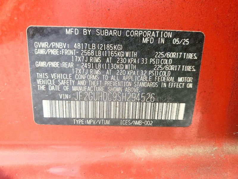 Продажа на аукционе авто 2025 Subaru Crosstrek, vin: JF2GUHDC9SH294526, номер лота: 50529736
