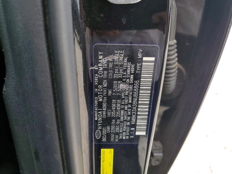 2022 Hyundai Kona მანქანა იყიდება აუქციონზე, vin: KM8K33A38NU868866, აუქციონის ნომერი: 51068826