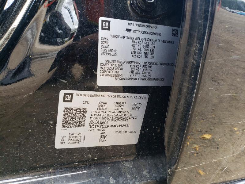 Продаж на аукціоні авто 2021 Gmc Sierra, vin: 3GTP8CEK4MG302931, номер лоту: 50736566
