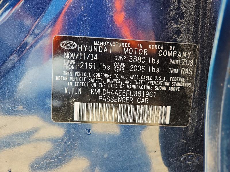 Продаж на аукціоні авто 2015 Hyundai Elantra, vin: KMHDH4AE6FU381961, номер лоту: 51079656