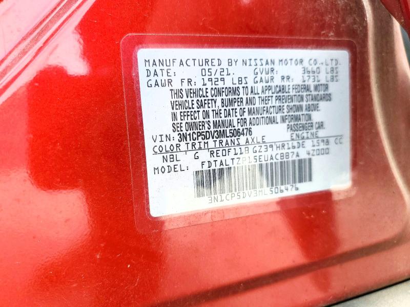 48848396 :رقم المزاد ، 3N1CP5DV3ML506476 vin ، 2021 Nissan Kicks مزاد بيع