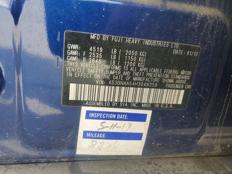50294696 :رقم المزاد ، 4S3BNAA64H3049358 vin ، 2017 Subaru Legacy مزاد بيع
