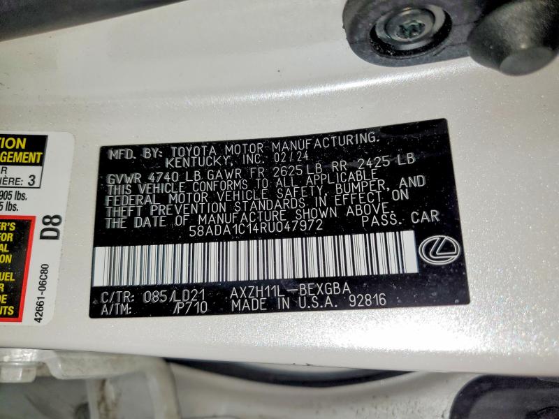 Продаж на аукціоні авто 2024 Lexus Es 300h, vin: 58ADA1C14RU047972, номер лоту: 50946856