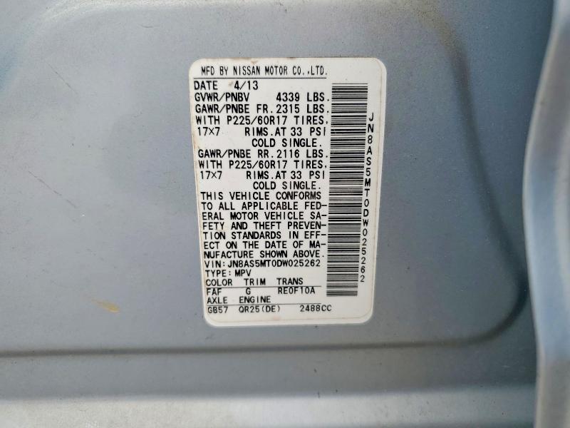 Продажа на аукционе авто 2013 Nissan Rogue, vin: JN8AS5MT0DW025262, номер лота: 51247286