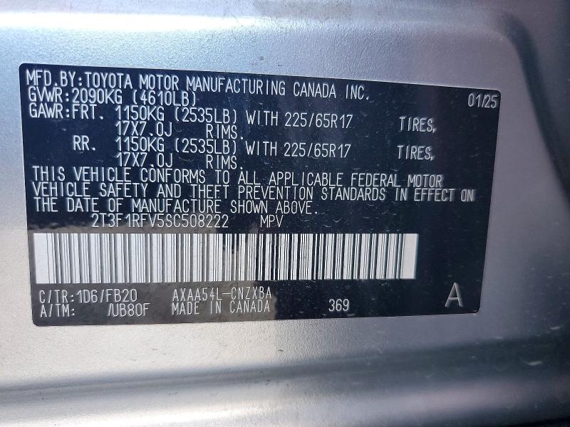 2025 Toyota Rav4 მანქანა იყიდება აუქციონზე, vin: 2T3F1RFV5SC508222, აუქციონის ნომერი: 48119816