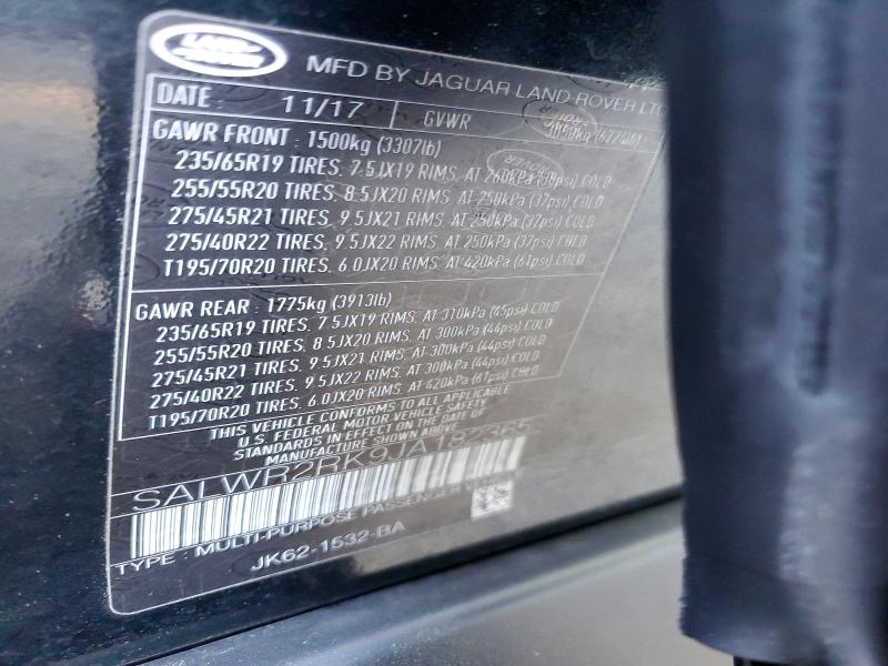 2018 Land Rover Range Rover Sport მანქანა იყიდება აუქციონზე, vin: SALWR2RK9JA182365, აუქციონის ნომერი: 50504986
