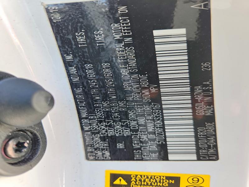 Продаж на аукціоні авто 2019 Toyota Highlander, vin: 5TDZZRFH0KS359167, номер лоту: 48544466