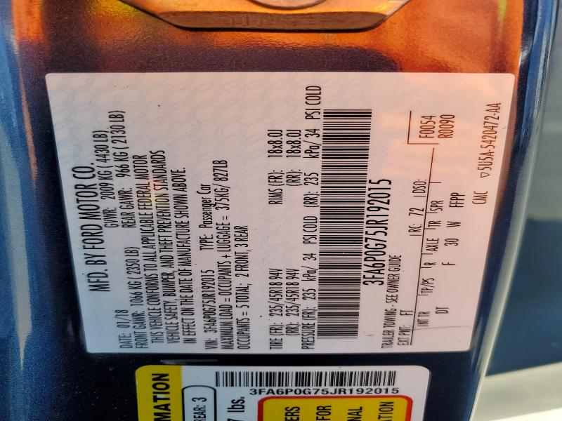 Aukcja sprzedaży 2018 Ford Fusion, vin: 3FA6P0G75JR192015, numer aukcji: 49008246