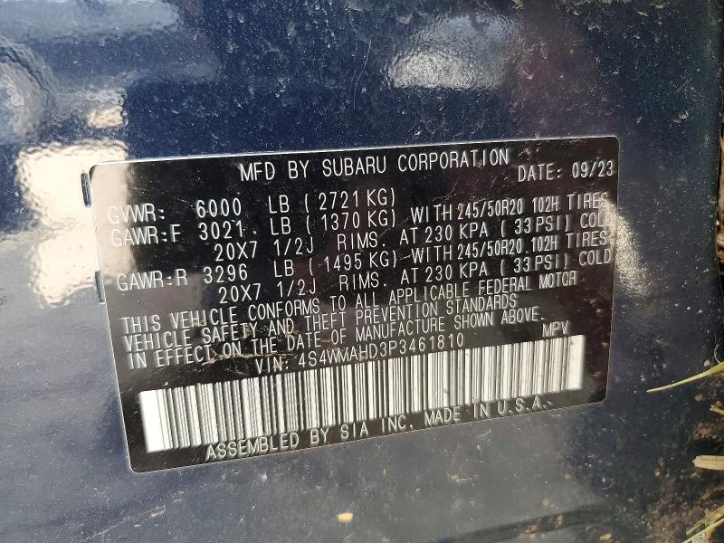 50500066 :رقم المزاد ، 4S4WMAHD3P3461810 vin ، 2023 Subaru Ascent مزاد بيع