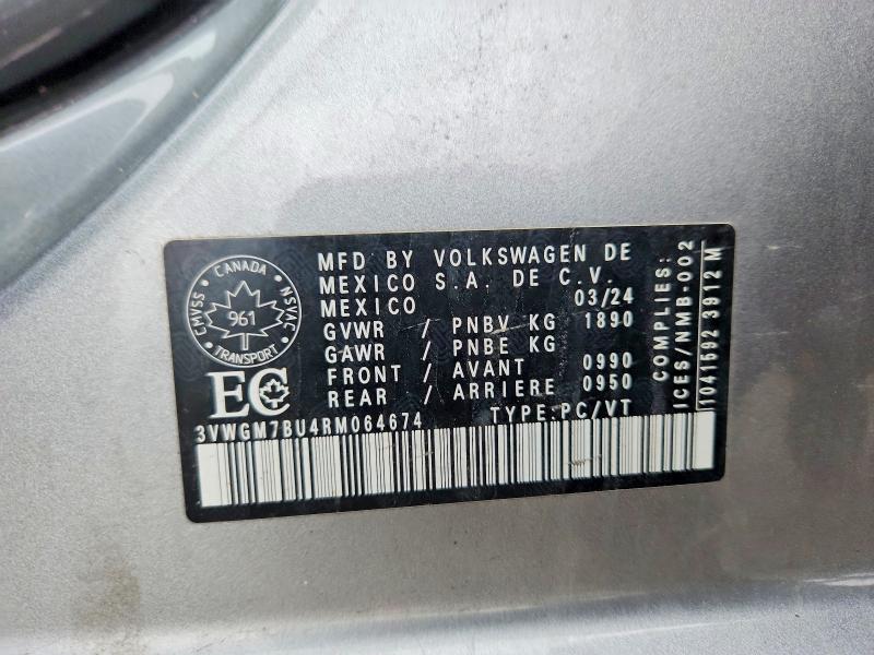Aukcja sprzedaży 2024 Volkswagen Jetta, vin: 3VWGM7BU4RM064674, numer aukcji: 47830476