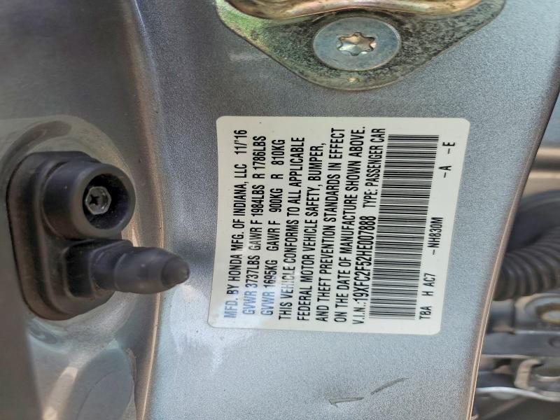Продажа на аукционе авто 2017 Honda Civic, vin: 19XFC2F52HE007888, номер лота: 49893616