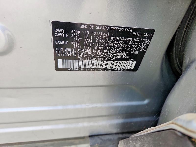 Продаж на аукціоні авто 2019 Subaru Ascent, vin: 4S4WMAFD0K3418568, номер лоту: 51274776