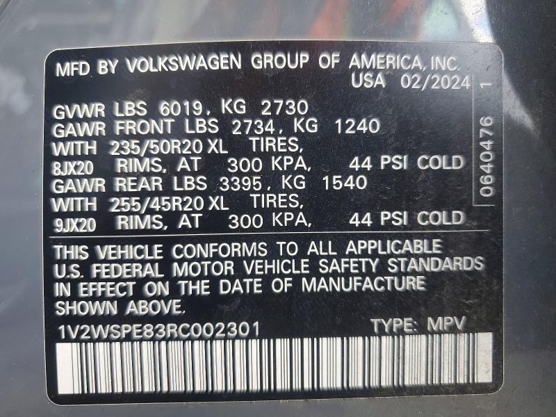 Продажа на аукционе авто 2024 Volkswagen Id.4, vin: 1V2WSPE83RC002301, номер лота: 51534986