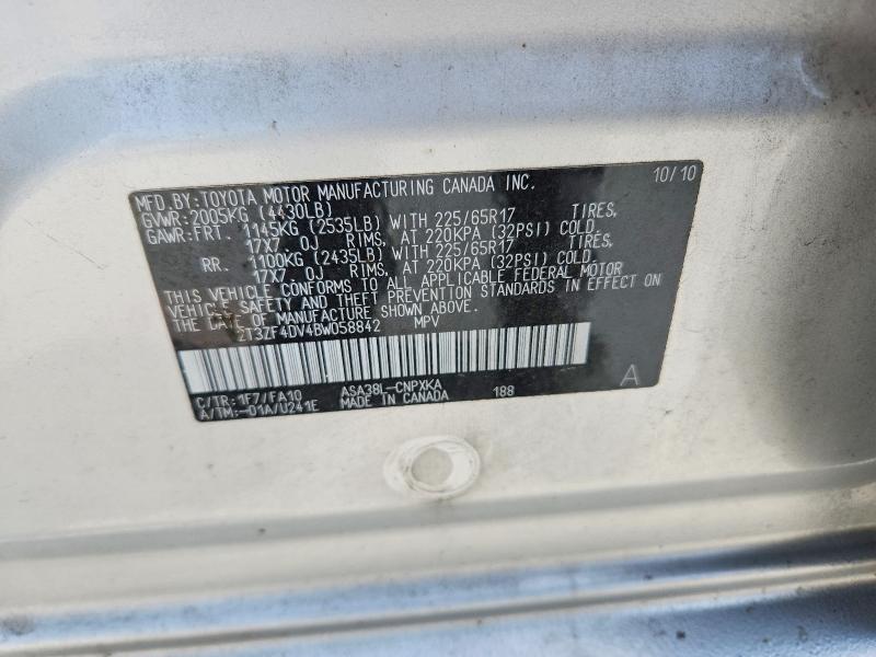 Aukcja sprzedaży 2011 Toyota Rav4, vin: 2T3ZF4DV4BW058842, numer aukcji: 49322186