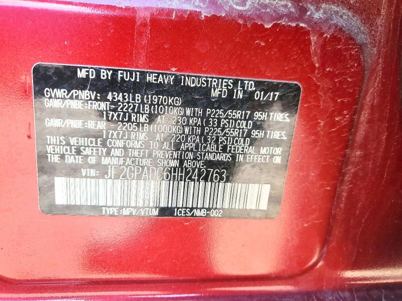 50016936 :رقم المزاد ، JF2GPADC6HH242763 vin ، 2017 Subaru Crosstrek مزاد بيع
