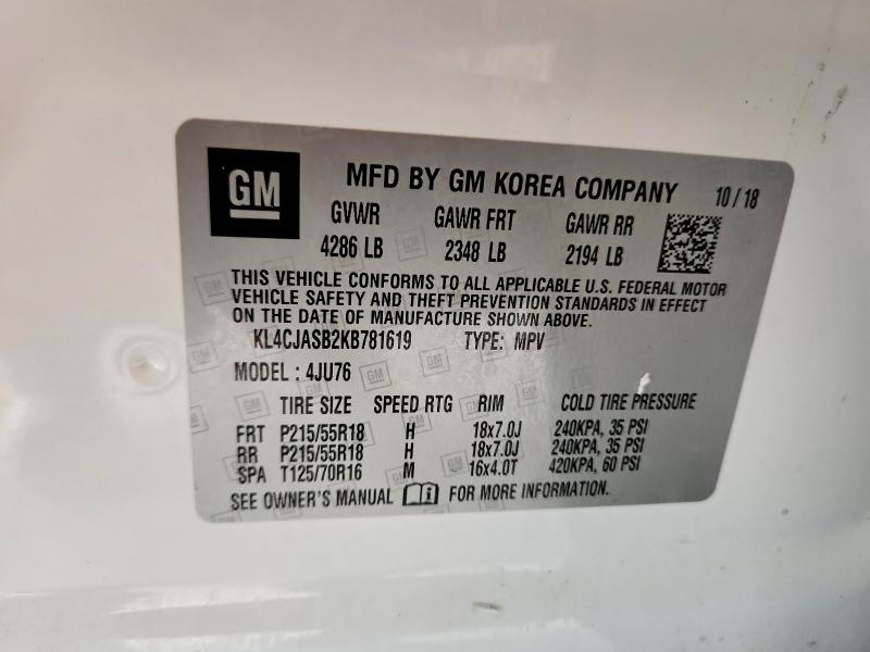 Aukcja sprzedaży 2019 Buick Encore, vin: KL4CJASB2KB781619, numer aukcji: 48277196