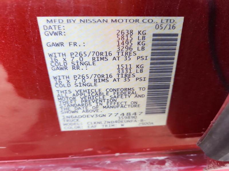 Продажа на аукционе авто 2016 Nissan Frontier, vin: 1N6AD0EV3GN774847, номер лота: 50139166